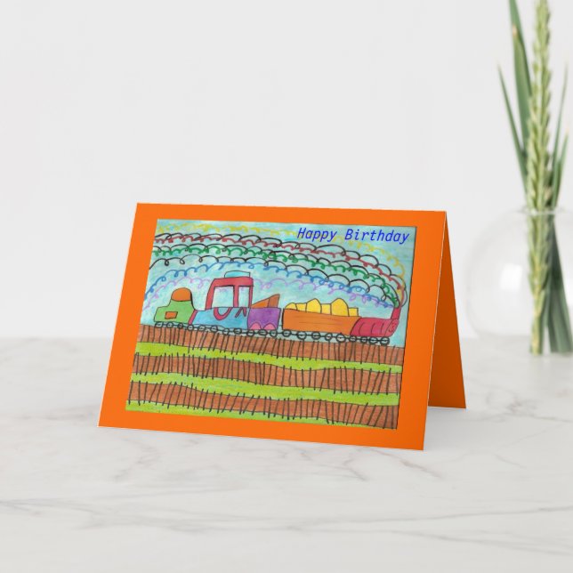 Train for a Happy Birthday Card (Front)