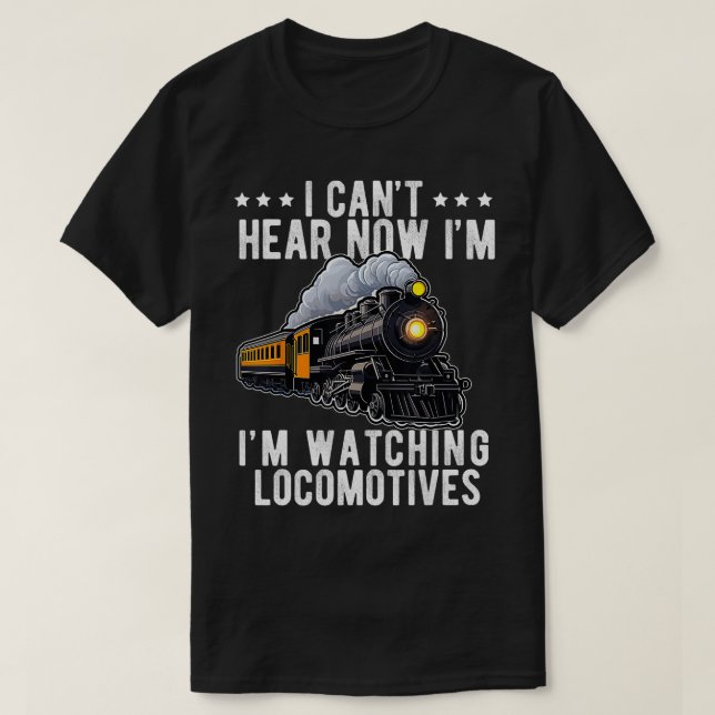 Train For Adult Men Boys Railroad Conductor Locomo T-Shirt (Design Front)