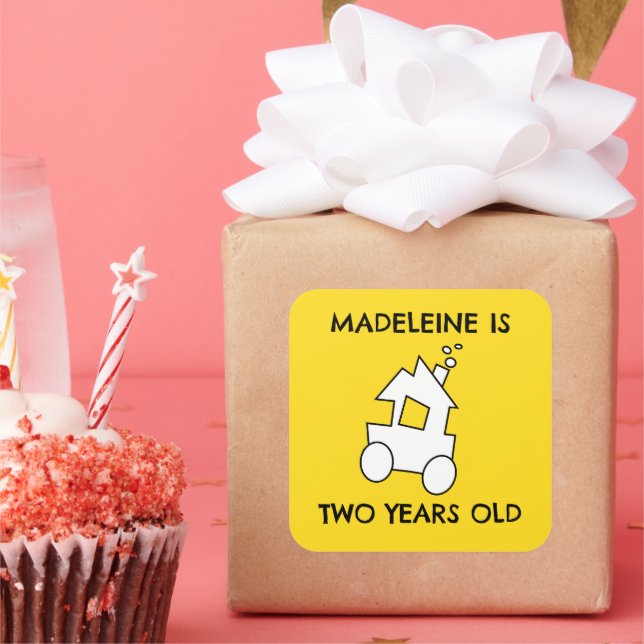 Train for Second Birthday Square Sticker (Party)