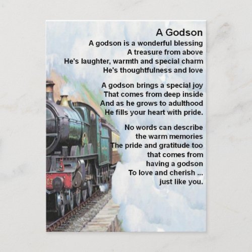 Train     Godson  Poem Postcard
