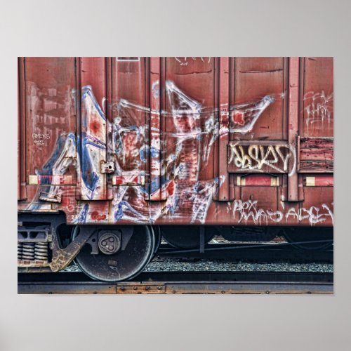 Train Graffiti Grunge Colorful Urban Street Art Poster