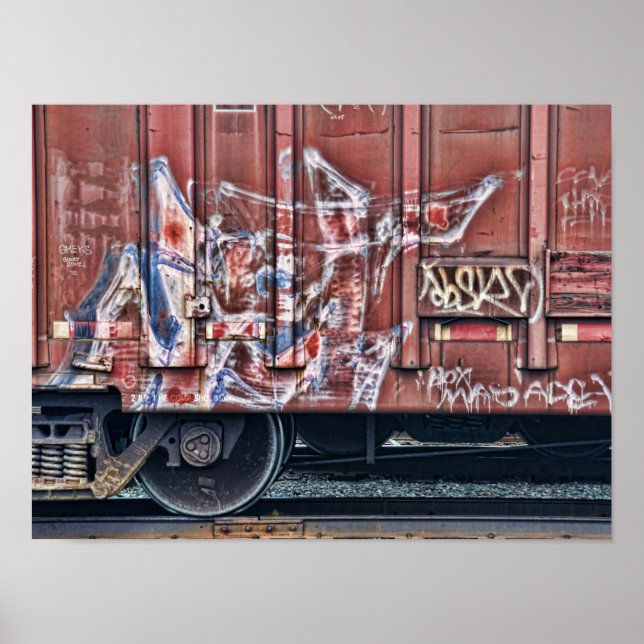 Train Graffiti Grunge Colorful Urban Street Art Poster (Front)