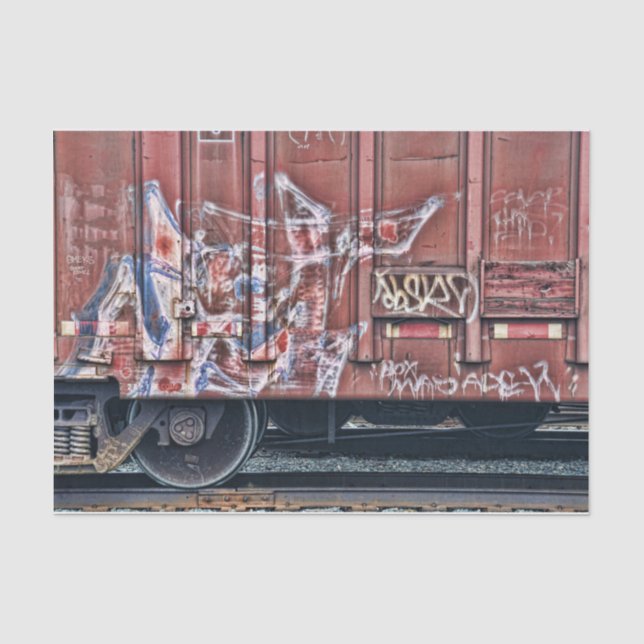 Train Graffiti Grunge Colorful Urban Street Art Tissue Paper (Front)
