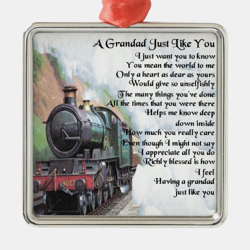 Train _ Grandad Poem Metal Ornament