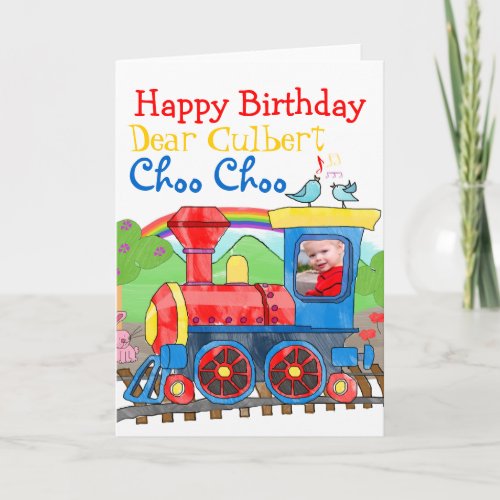 Train Happy Birthday photo greeting card