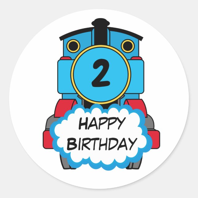 Train Happy Birthday round Sticker (Front)