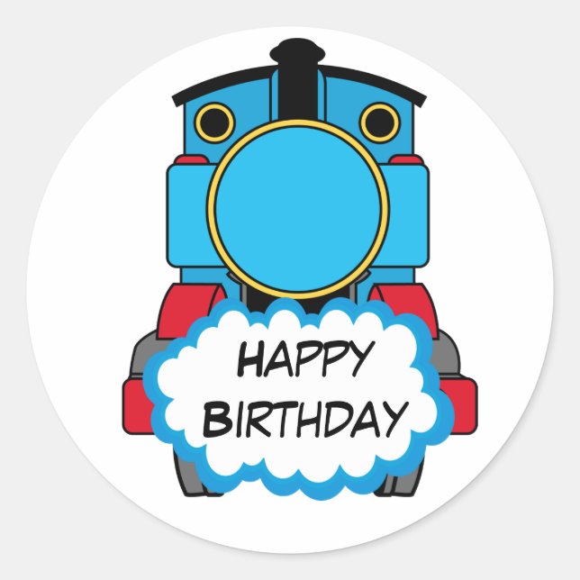 Train Happy Birthday round Sticker (Front)
