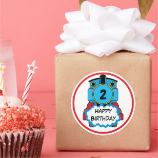 Train Happy Birthday round Sticker
