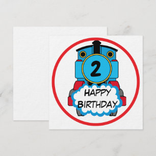 Train Happy Birthday round Sticker Invitation