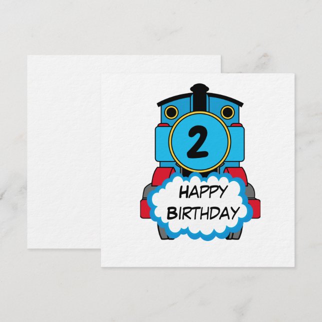 Train Happy Birthday round Sticker Invitation (Front/Back)