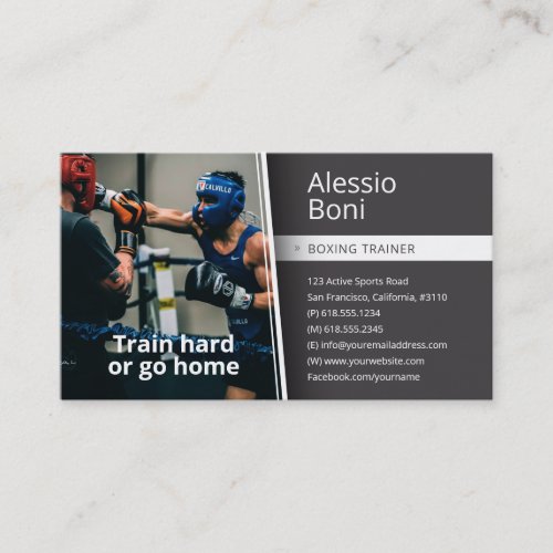 Train Hard  Boxing Trainer Business Card