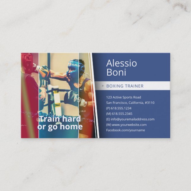 Train Hard | Boxing Trainer Business Card (Front)