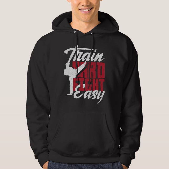 Train Hard Fight Easy Aikido Karate Jiu Jitsu  1 Hoodie (Front)