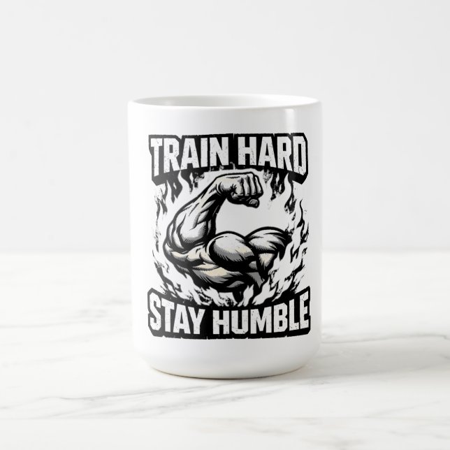 Train Hard Stay Humble – Gym Mindset Balance Coffee Mug (Center)