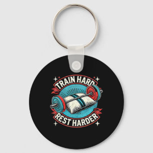 Train Hart Rest Harder Barbell Bodybuilding 1 Keychain