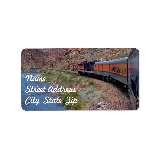Train in Canyon Background Address Sticker (Front)