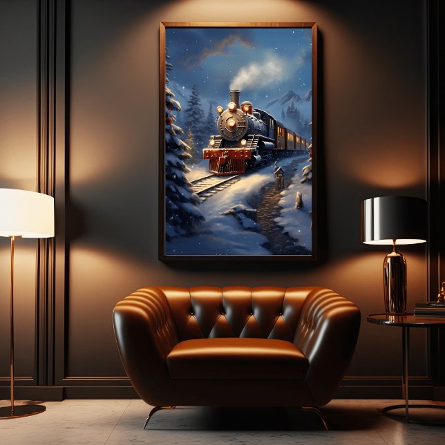 Train in snowy landscape depiction poster (Creator Uploaded)