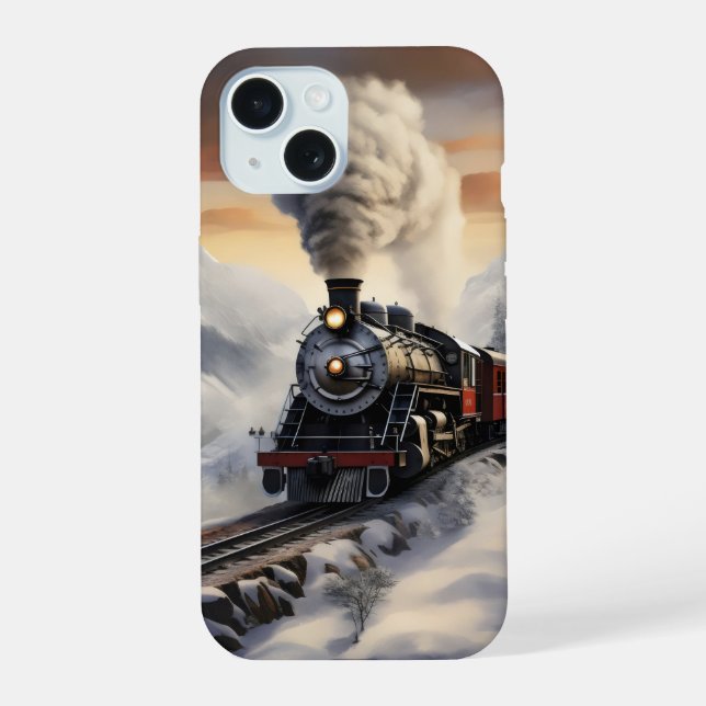 Train in Snowy Mountains Iphone Case (Back)