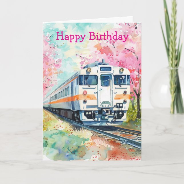 Train in Spring Time Card (Front)