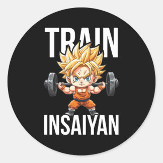 Train Insaiyan Anime Gym And Workout Motivational Classic Round Sticker