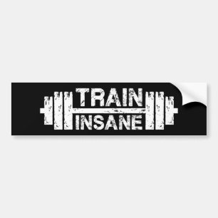 Train Insane - Barbell, Gym, Workout Inspirational Bumper Sticker