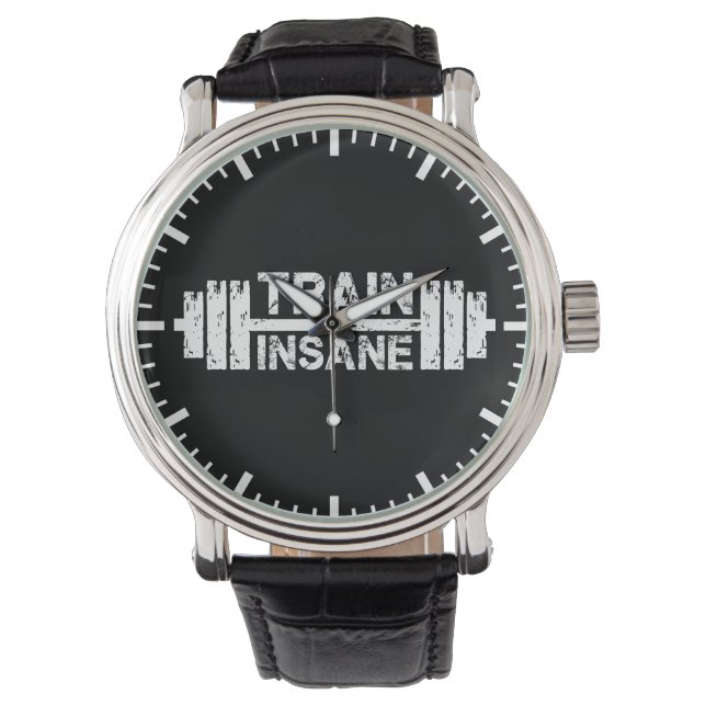 Train Insane - Barbell, Gym, Workout Inspirational Watch (Front)
