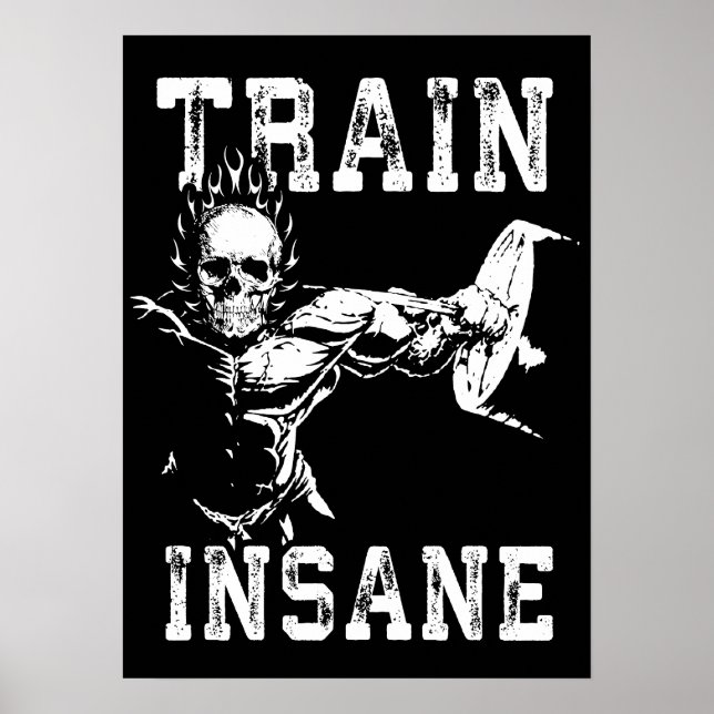 Train Insane - Gym Workout Motivational Poster (Front)