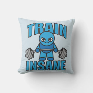 TRAIN INSANE Kawaii Weightlifter Deadlift Workout Throw Pillow