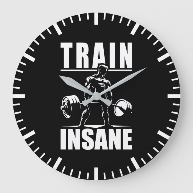 Train Insane - Motivational Gym, Workout Fitness Large Clock (Front)