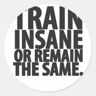 Train insane or remain the same classic round sticker