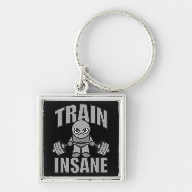 TRAIN INSANE - Workout Cartoon Anime Motivational Keychain (Front)