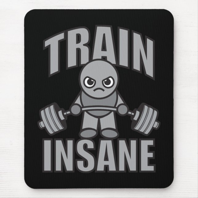 TRAIN INSANE - Workout Cartoon Anime Motivational Mouse Pad (Front)