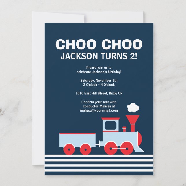 Train Invitation - Birthday Invitation for boys (Front)