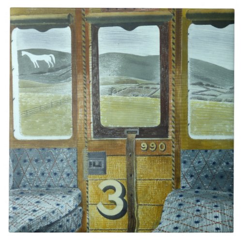 Train Landscape by Eric Ravilious Ceramic Tile