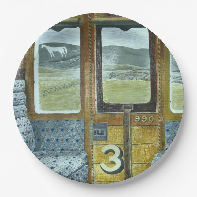 Train Landscape (by Eric Ravilious) Paper Plates (Front)