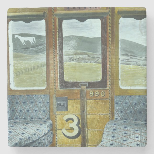 Train Landscape (by Eric Ravilious) Stone Coaster (Front)