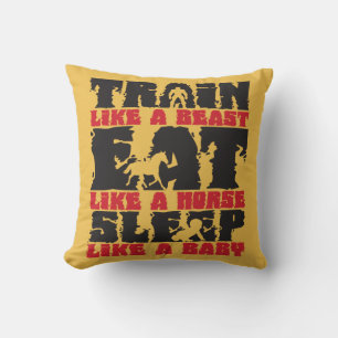 Train Like A Beast - Gym and Fitness Motivation Throw Pillow