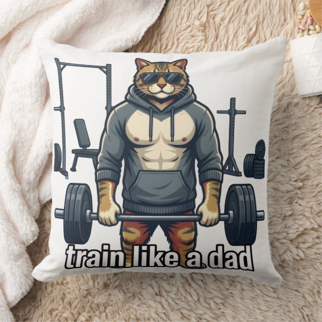 Train Like A Dad - Funny Gym Cat Pillow | Father's (Blanket)