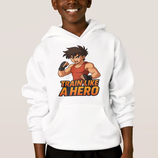 Train Like a Hero Fitness Illustration T-Shirt Hoodie (Front)