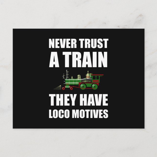 Train Loco Motives Funny Fan Postcard (Front)