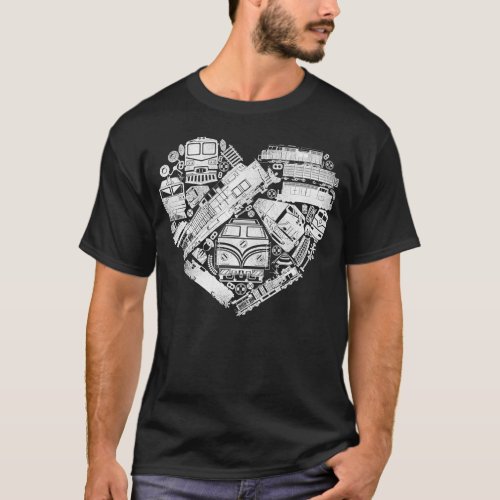 Train Locomotive Diesel Train Heart Heart Vintage T_Shirt