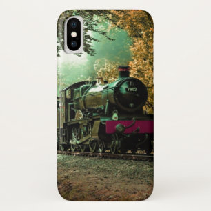 Train Locomotive Retro Vintage Fall Leaves iPhone X Case