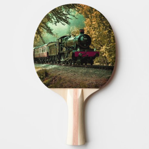 Train Locomotive Retro Vintage Fall Leaves Ping Pong Paddle