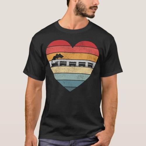 Train Locomotive Steam Train Retro Heart Vintage T_Shirt