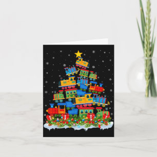 Train Lover Xmas Tree Santa Christmas Train Card