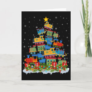 Train Lover Xmas Tree Santa Christmas Train Card
