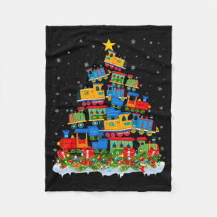 Train Lover Xmas Tree Santa Christmas Train Fleece Blanket