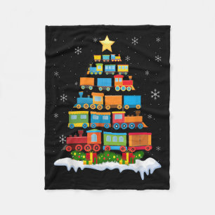 Train Lover Xmas Tree Santa Christmas Train Fleece Blanket