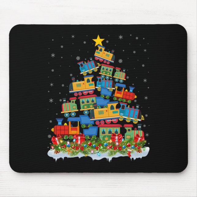 Train Lover Xmas Tree Santa Christmas Train  Mouse Pad (Front)