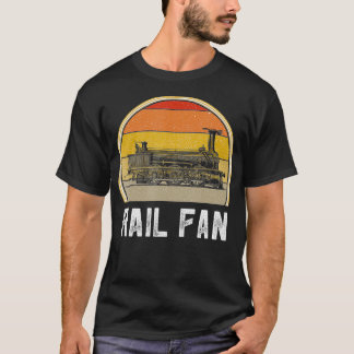 Train Lovers Men Vintage Train Rail Fan Railfannin T-Shirt